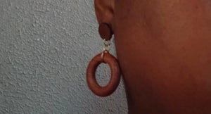 Small minimalist wooden clip on hoops