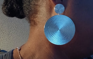 Large hammered disc clip on earrings