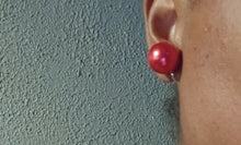 Load image into Gallery viewer, Rare red large faux pearl clip on studs
