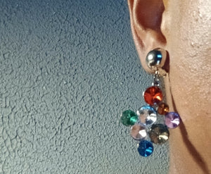 Small rhinestone dangle clip on earrings