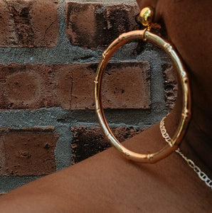 Thin large clip on bamboo hoops