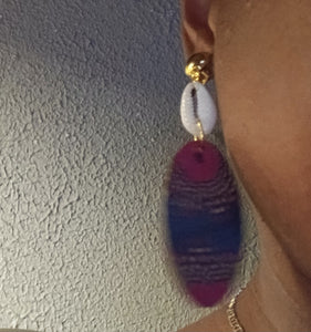 Clip on ankara wood afrocentric earrings