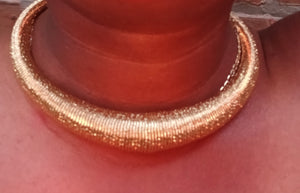 Classy gold metal collar necklace and clip on earrings