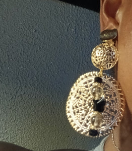 Handmade boho charm disc clip on earrings