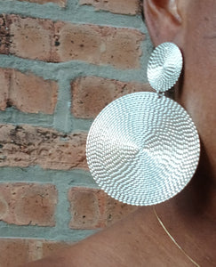 Hammered disc clip on earrings