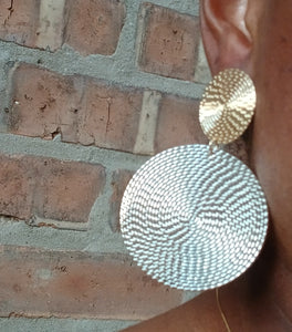 Small Hammered disc clip on earrings