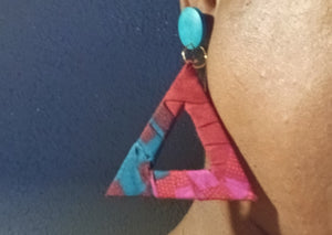 Handmade ankara triangle clip on hoops