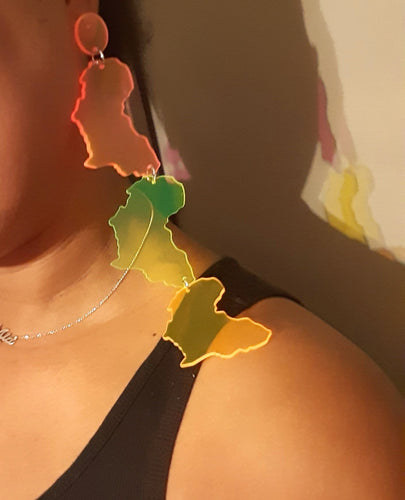 7 in  Neon Acrylic Africa Symbol Earrings Kargo Fresh