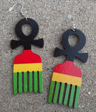 Load image into Gallery viewer, ANKH symbol Afro pick Earrings Kargo Fresh
