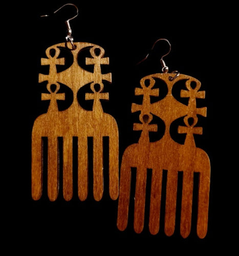 ANKH symbol Afro pick Earrings Kargo Fresh