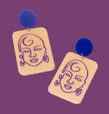 Abstract Acrylic Face Earrings Kargo Fresh