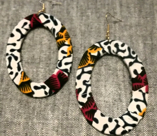 Abstract Ankara Fabric Hoop Earrings Kargo Fresh