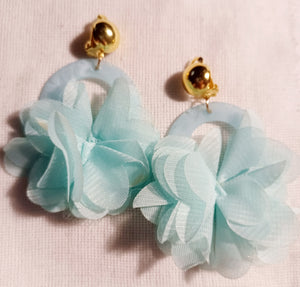 Abstract Chiffon Flower Clip on Earrings Kargo Fresh