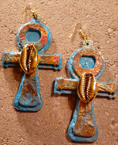 Abstract Handpainted Ankh Earrings Kargo Fresh