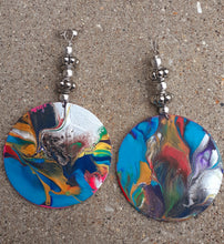 Load image into Gallery viewer, Abstract Handpainted Design Wooden Clip on Earrings Kargo Fresh
