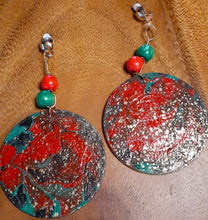 Load image into Gallery viewer, Abstract Handpainted Design Wooden Clip on Earrings Kargo Fresh
