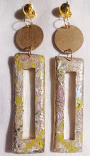 Load image into Gallery viewer, Abstract Handpainted Design Wooden Clip on Earrings Kargo Fresh
