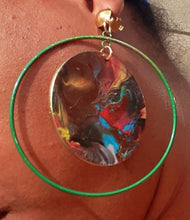 Load image into Gallery viewer, Abstract Handpainted Design Wooden Clip on Earrings Kargo Fresh
