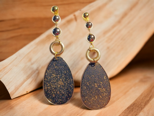 Abstract Handpainted Design Wooden Clip on Earrings Kargo Fresh