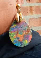 Load image into Gallery viewer, Abstract Handpainted Design Wooden Clip on Earrings Kargo Fresh
