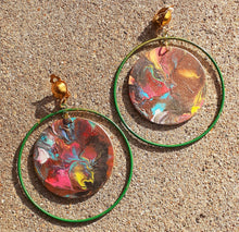 Load image into Gallery viewer, Abstract Handpainted Design Wooden Clip on Earrings Kargo Fresh
