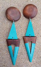 Load image into Gallery viewer, Abstract Handpainted Design Wooden Clip on Earrings Kargo Fresh
