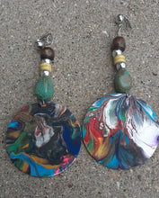 Load image into Gallery viewer, Abstract Handpainted Design Wooden Clip on Earrings Kargo Fresh
