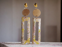 Load image into Gallery viewer, Abstract Handpainted Design Wooden Clip on Earrings Kargo Fresh
