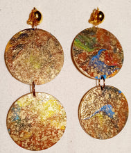 Load image into Gallery viewer, Abstract Handpainted Design Wooden Clip on Earrings Kargo Fresh
