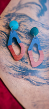 Load image into Gallery viewer, Abstract Handpainted Design Wooden Clip on Earrings Kargo Fresh
