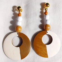 Load image into Gallery viewer, Abstract Handpainted Design Wooden Clip on Earrings Kargo Fresh
