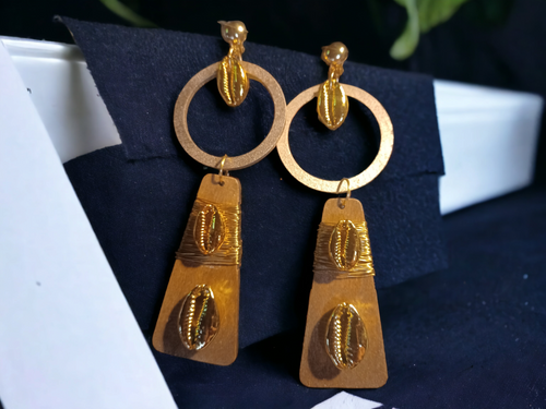 Abstract Handpainted Design Wooden Clip on Earrings Kargo Fresh