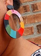 Load image into Gallery viewer, Abstract Handpainted Design Wooden Clip on Earrings Kargo Fresh
