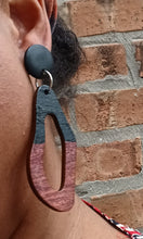 Load image into Gallery viewer, Abstract Handpainted Design Wooden Clip on Earrings Kargo Fresh
