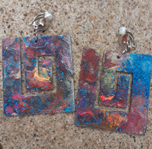 Load image into Gallery viewer, Abstract Handpainted Design Wooden Clip on Earrings Kargo Fresh
