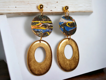 Load image into Gallery viewer, Abstract Handpainted Design Wooden Clip on Earrings Kargo Fresh
