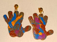 Load image into Gallery viewer, Abstract Handpainted Design Wooden Clip on Earrings Kargo Fresh
