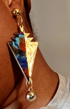 Load image into Gallery viewer, Abstract Handpainted Design Wooden Clip on Earrings Kargo Fresh
