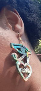 Abstract Handpainted Eye of Horus Wood Earrings Kargo Fresh