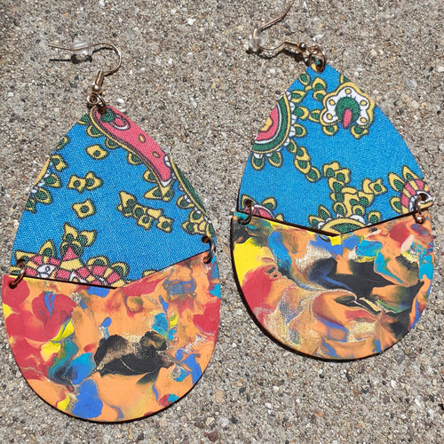 Abstract Handpainted Wooden Earrings Kargo Fresh