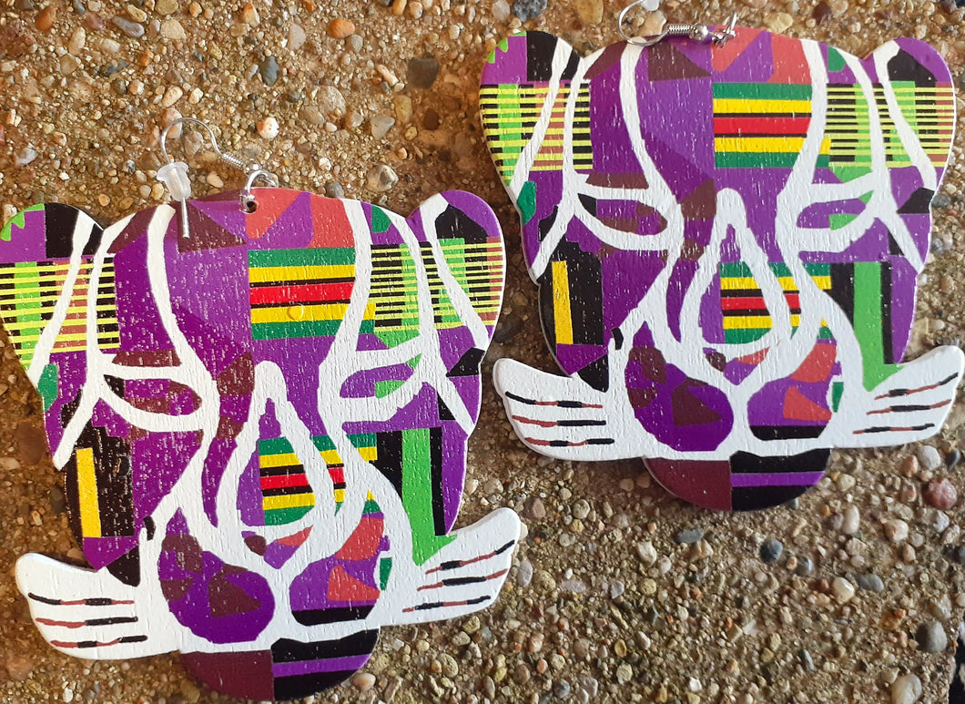 Abstract Kente Print Tiger Earrings Kargo Fresh