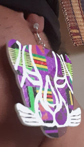 Abstract Kente Print Tiger Earrings Kargo Fresh