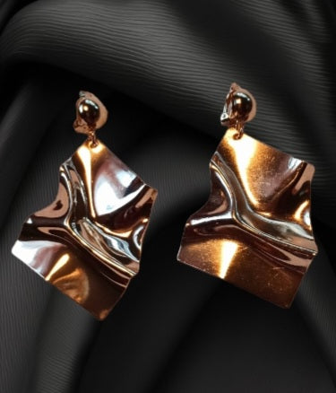 Abstract Metal Clip On Earrings Gold Kargo Fresh