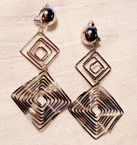 Abstract Metal Clip On Earrings silver Kargo Fresh