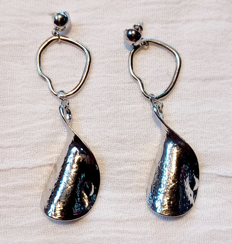 Abstract Metal Clip On Earrings silver Kargo Fresh