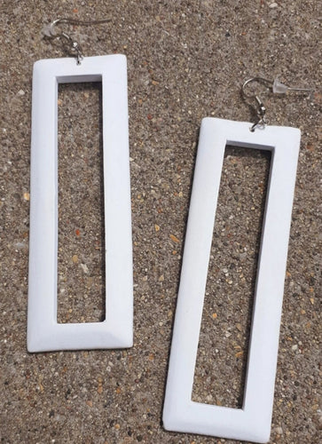 Abstract Square White Wooden Earrings Kargo Fresh