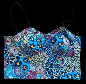 Abstract Stretch bustier crop top and earrings set New 3xl Kargo Fresh