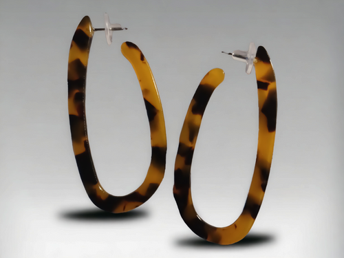 Abstract Tortoise Brown Hoop Earrings Kargo Fresh