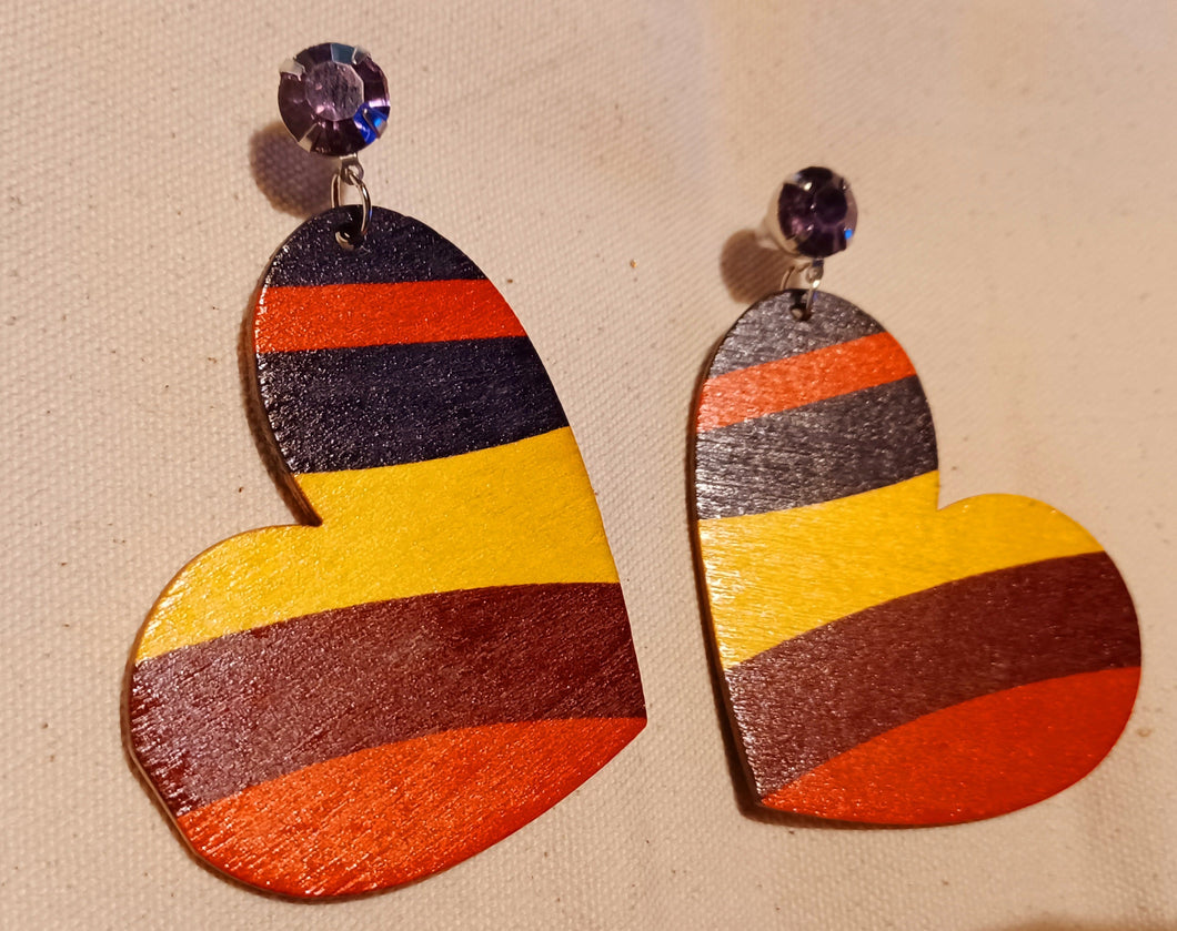 Abstract  Wooden Heart Earrings Kargo Fresh