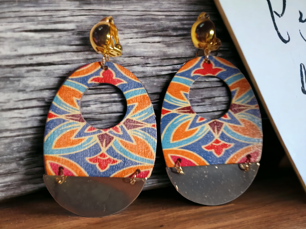 Abstract boho clip on earrings Kargo Fresh